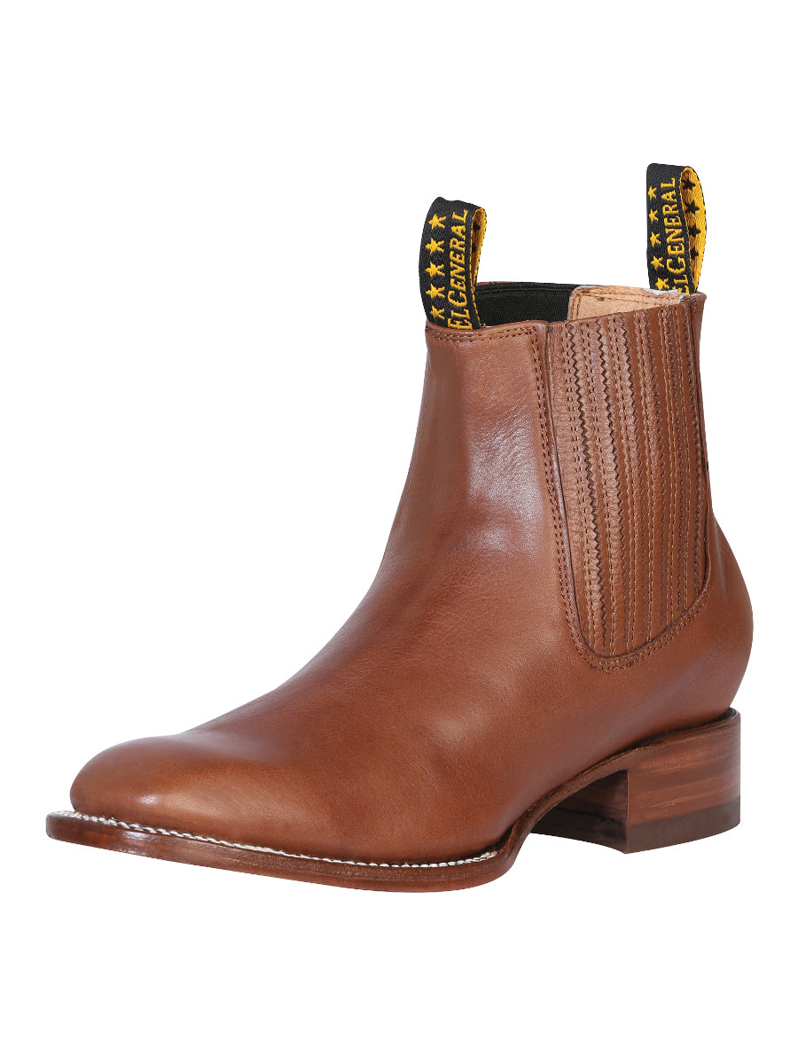El General Men's Leather Cowboy Ankle Boot - Made in Mexico - Privo Nogal 41498