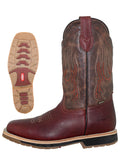 Establo Men's Leather Cowboy Boot - Bovine Grizzly Leather in Shedron 41541