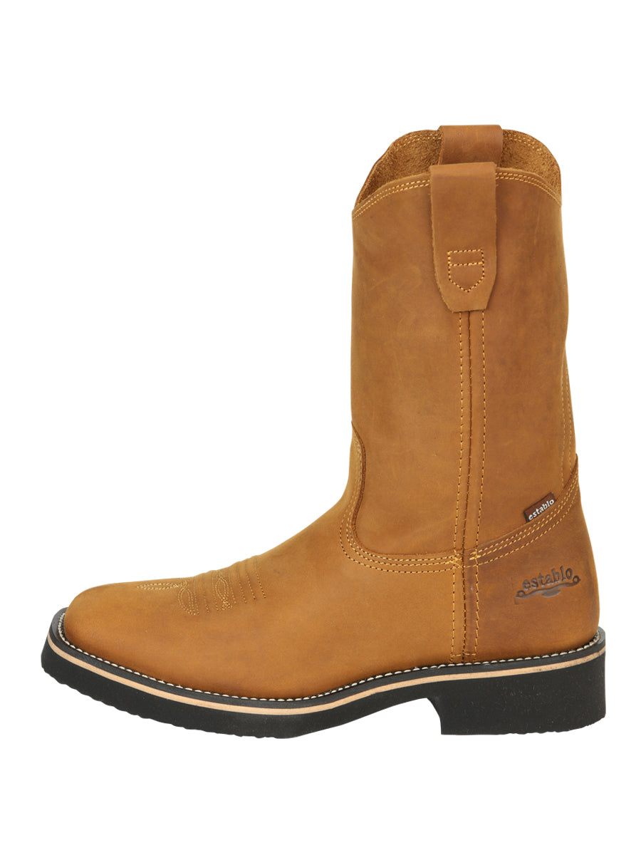 ESTABLO Men's Leather Hybrid Work Cowboy Boot - Made in Mexico - Crazy Mango 41549