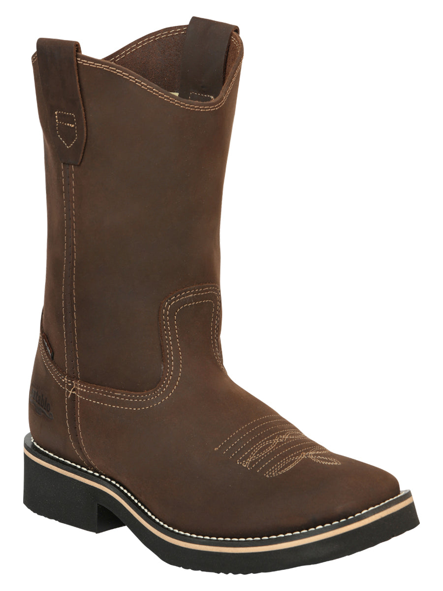 ESTABLO Men's Leather Hybrid Work Cowboy Boot - Made In Mexico - Crazy Tan 41550