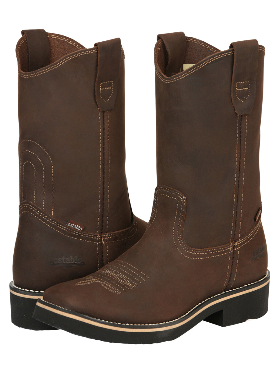 ESTABLO Men's Leather Hybrid Work Cowboy Boot - Made In Mexico - Crazy Tan 41550