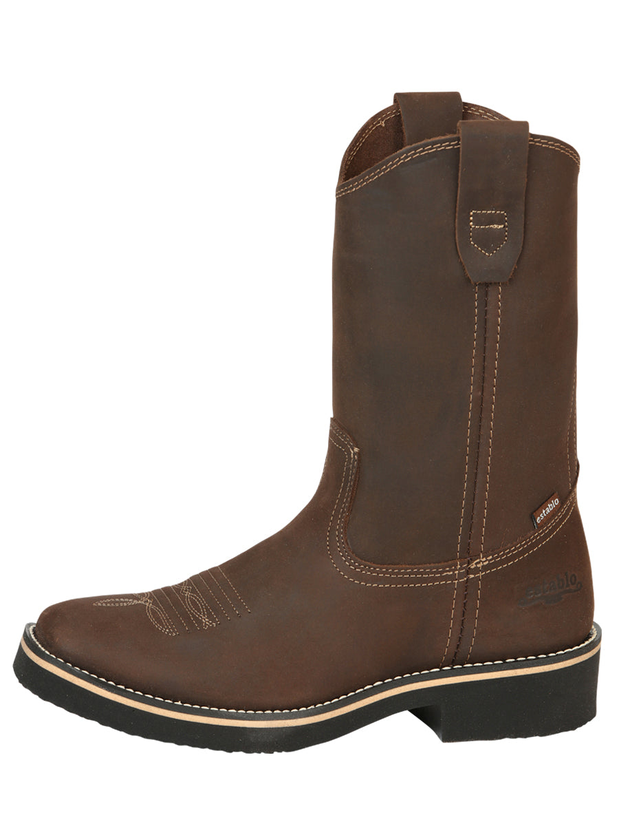 ESTABLO Men's Leather Hybrid Work Cowboy Boot - Made In Mexico - Crazy Tan 41550