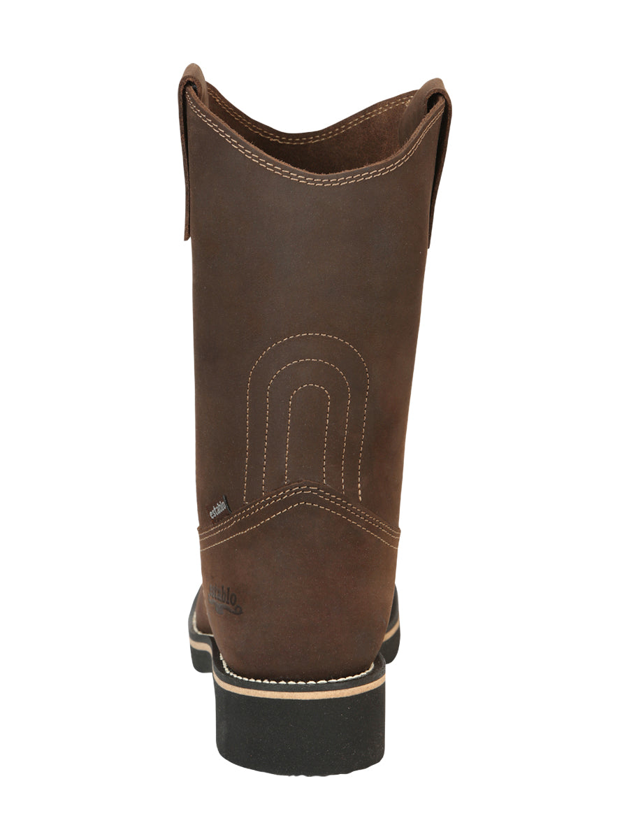 ESTABLO Men's Leather Hybrid Work Cowboy Boot - Made In Mexico - Crazy Tan 41550