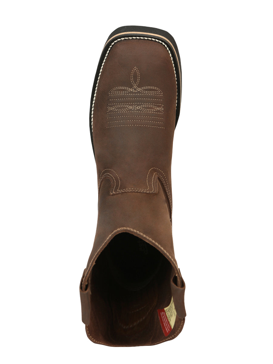 ESTABLO Men's Leather Hybrid Work Cowboy Boot - Made In Mexico - Crazy Tan 41550