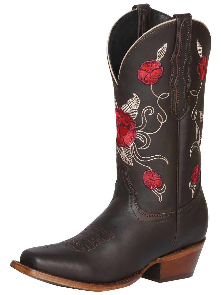 El General Women's Leather Western Cowboy Boot - Dark Brown 41785