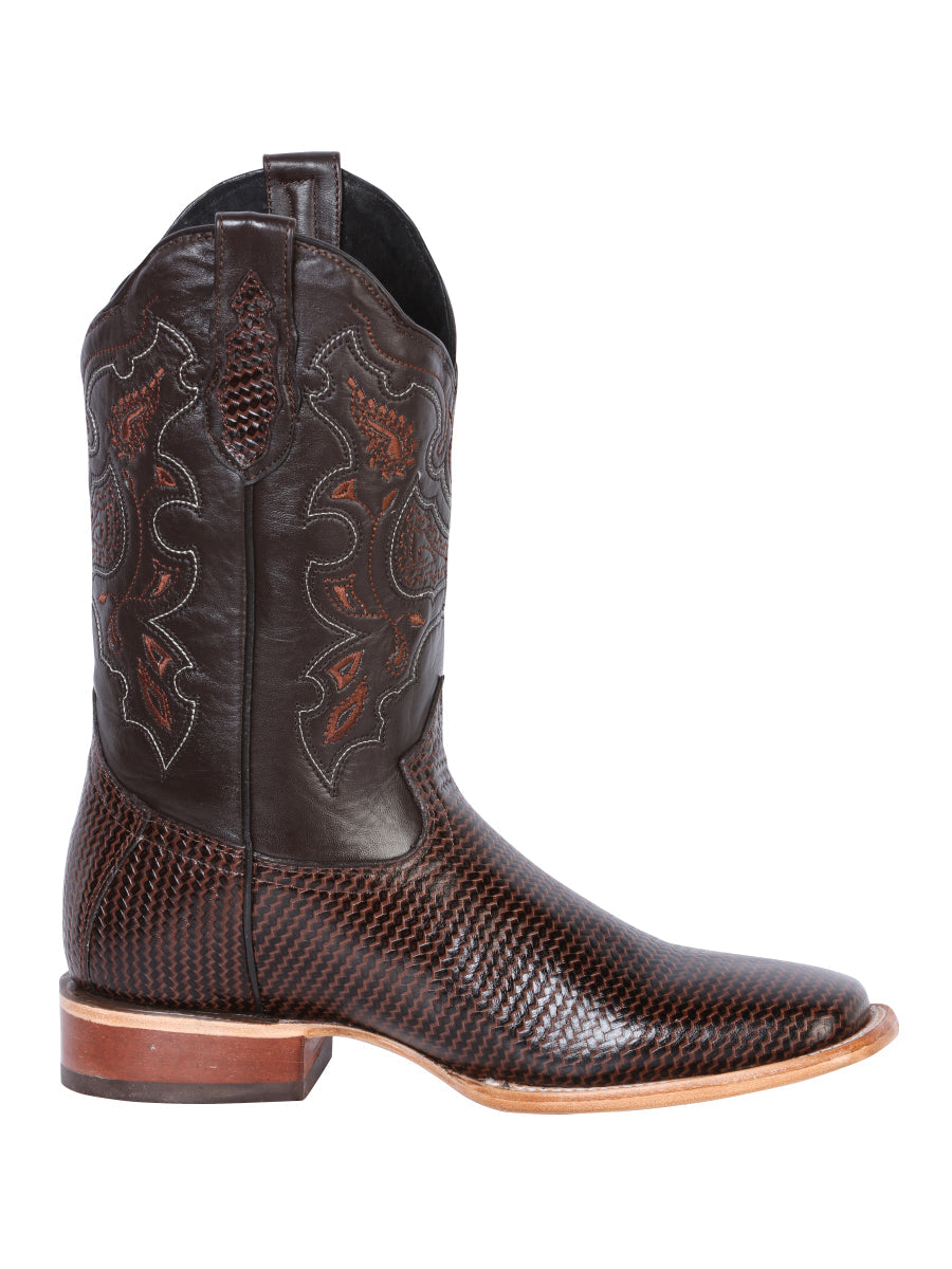 El General Men's Leather Cowboy Boot - Made in Mexico - Embossed Lizard Print - Cigar 41791