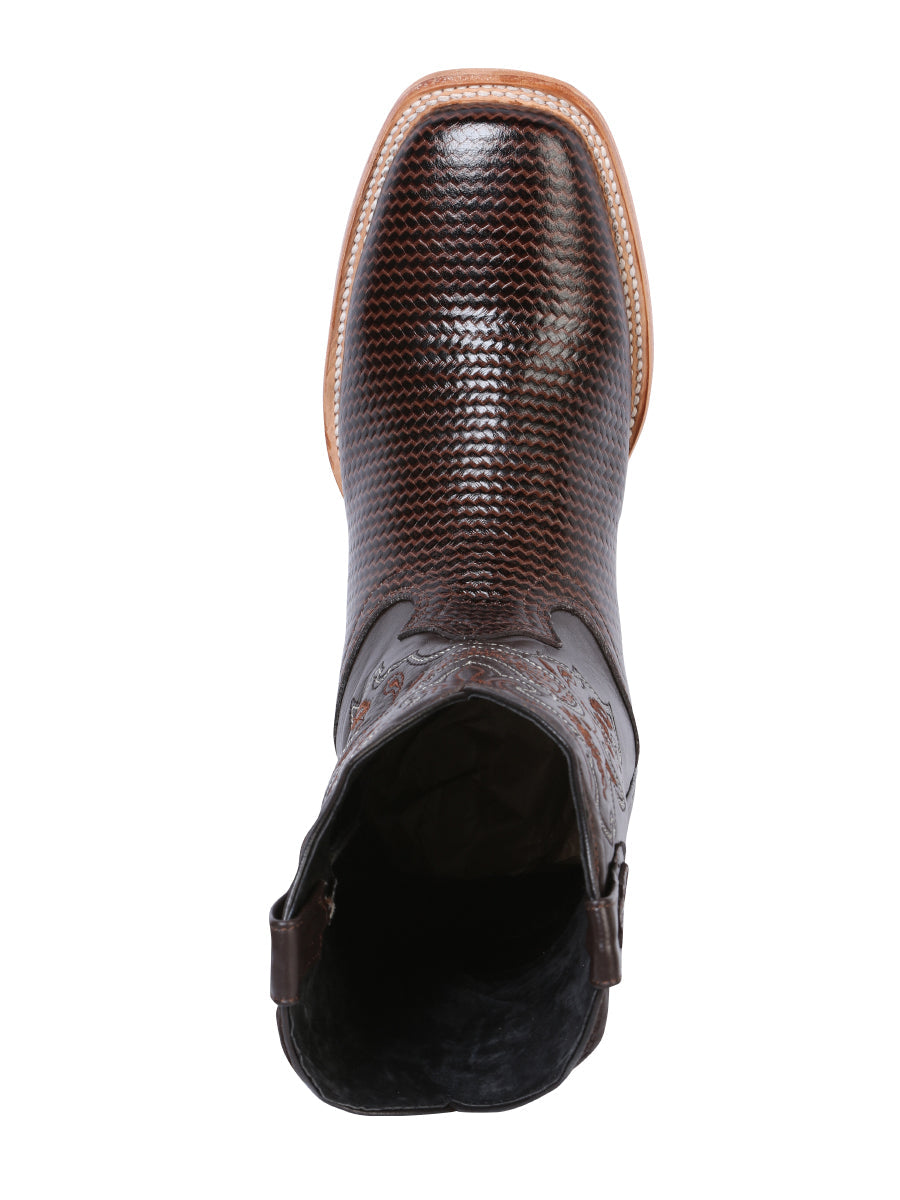 El General Men's Leather Cowboy Boot - Made in Mexico - Embossed Lizard Print - Cigar 41791