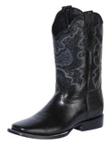 El General Men's Leather Cowboy Boot - Made in Mexico - Embossed Lizard Print - Black 41904