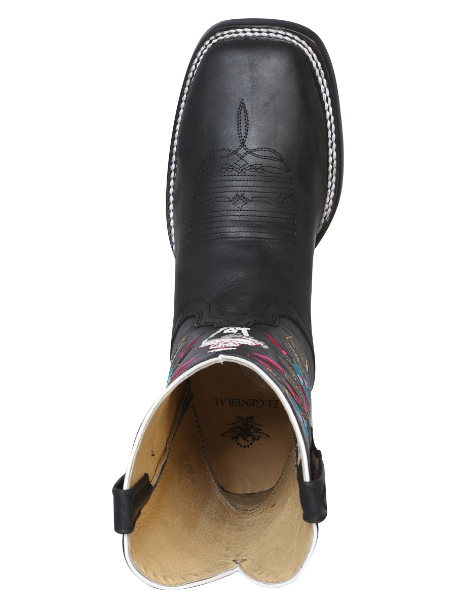 El General Women's Leather Cowboy Boot - Made in Mexico - Crazy Black 42976