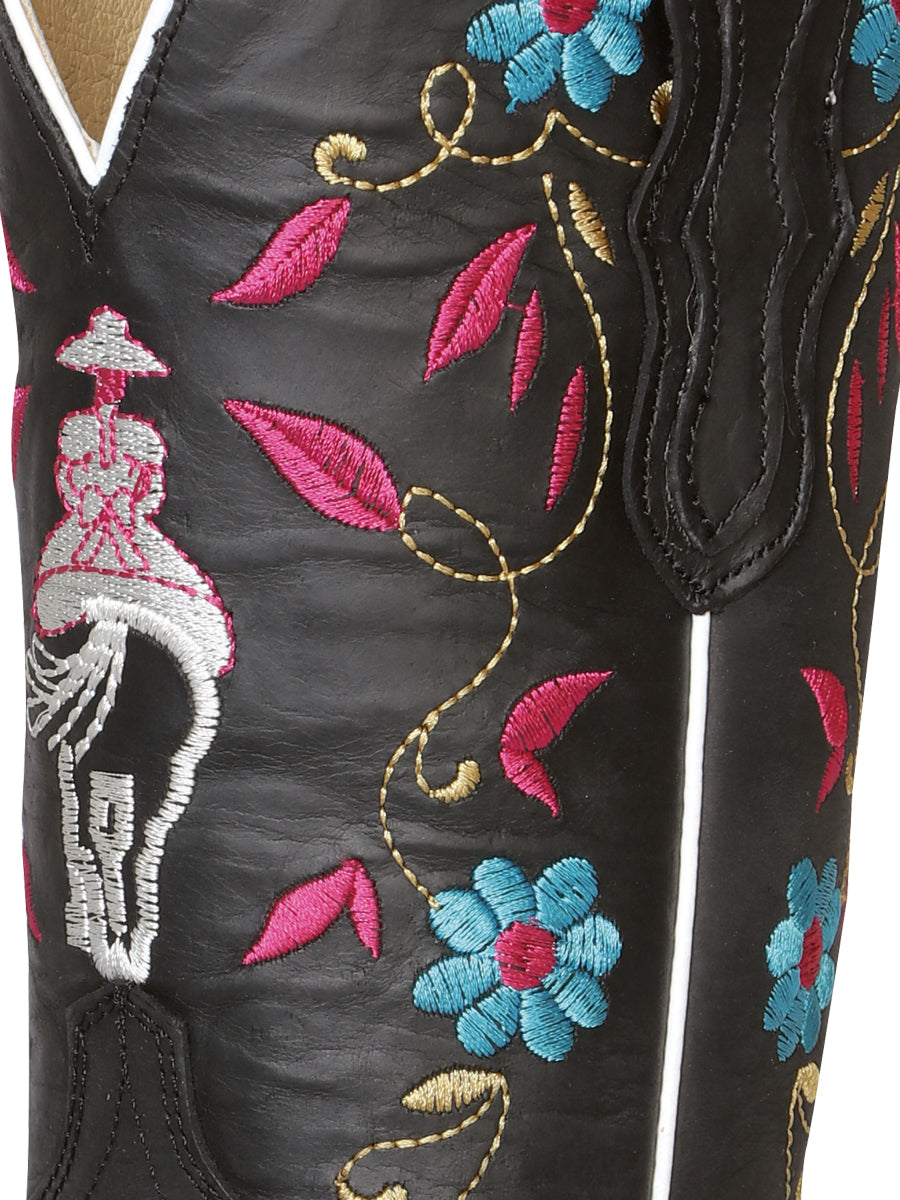 El General Women's Leather Cowboy Boot - Made in Mexico - Crazy Black 42976