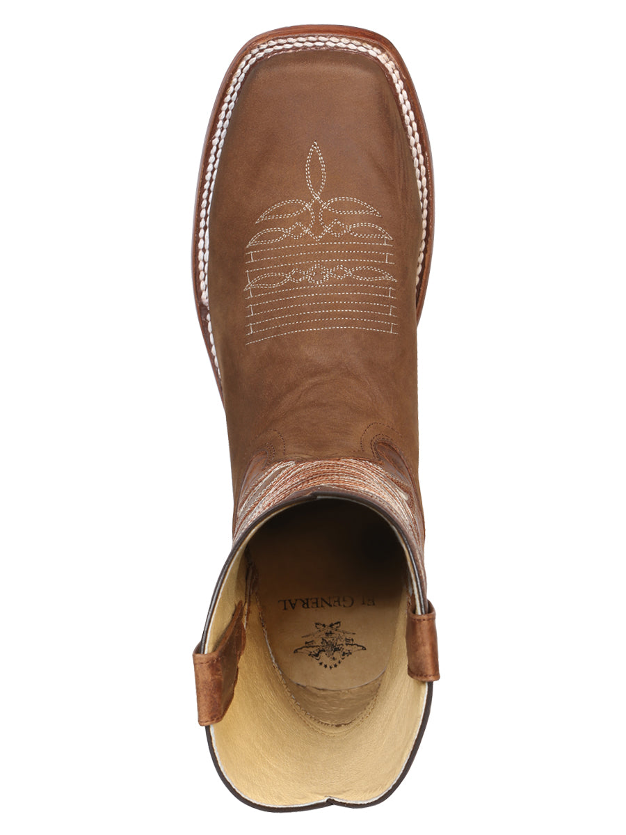 El General Men's Leather Cowboy Boot - Made in Mexico - Crazy Tan 42993