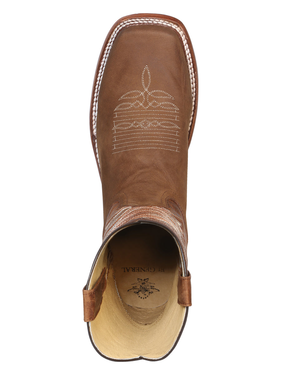 El General Men's Leather Cowboy Boot - Made in Mexico - Crazy Tan 42993