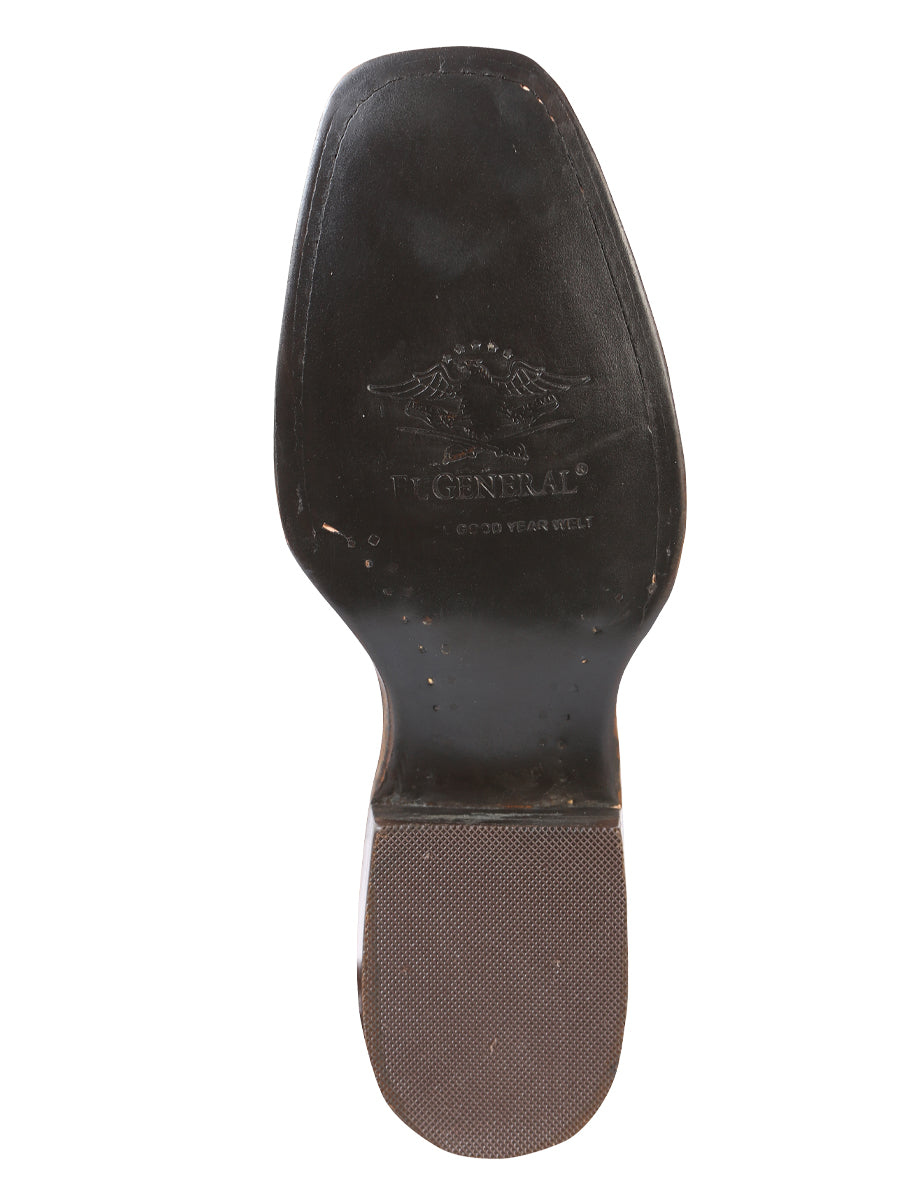 El General Men's Leather Cowboy Boot - Dark Brown 42996