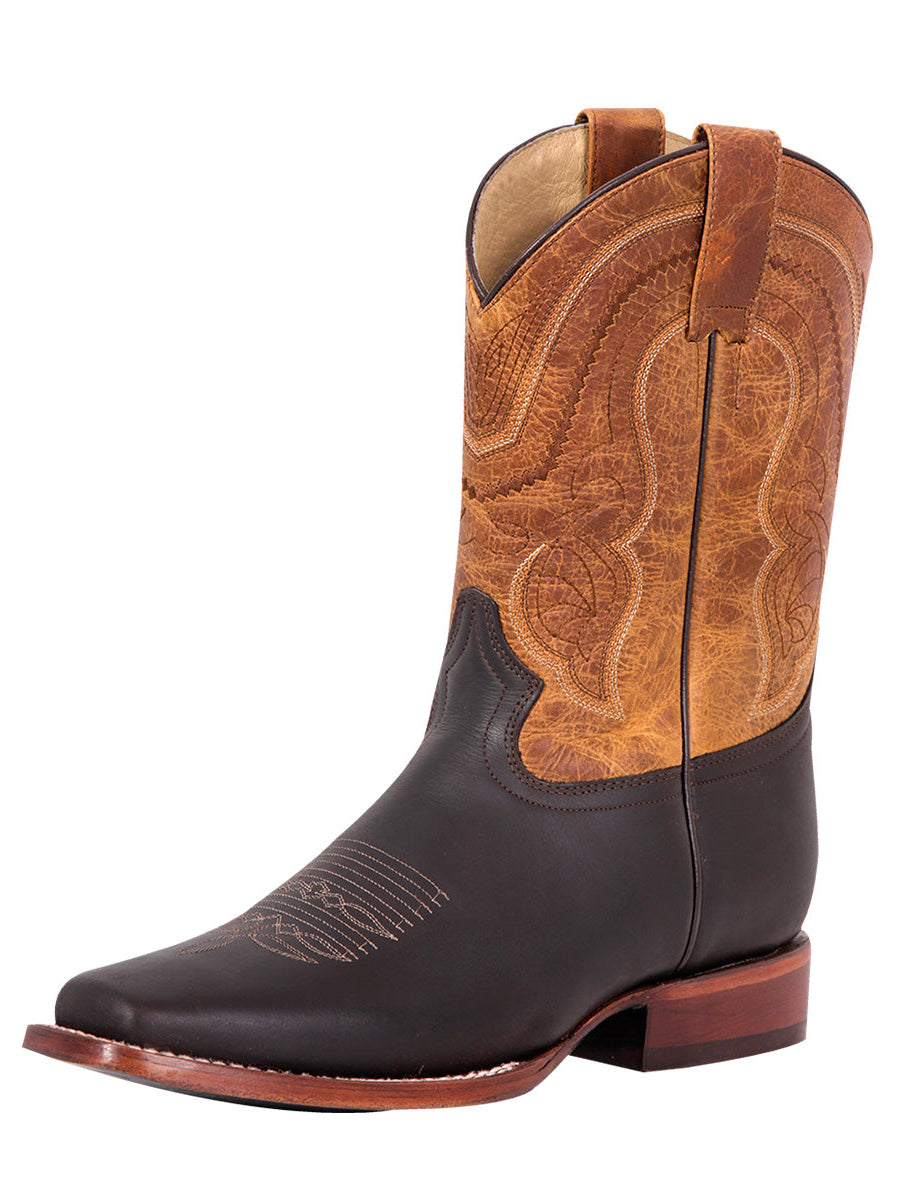 El General Men's Leather Cowboy Boot - Dark Brown 42996