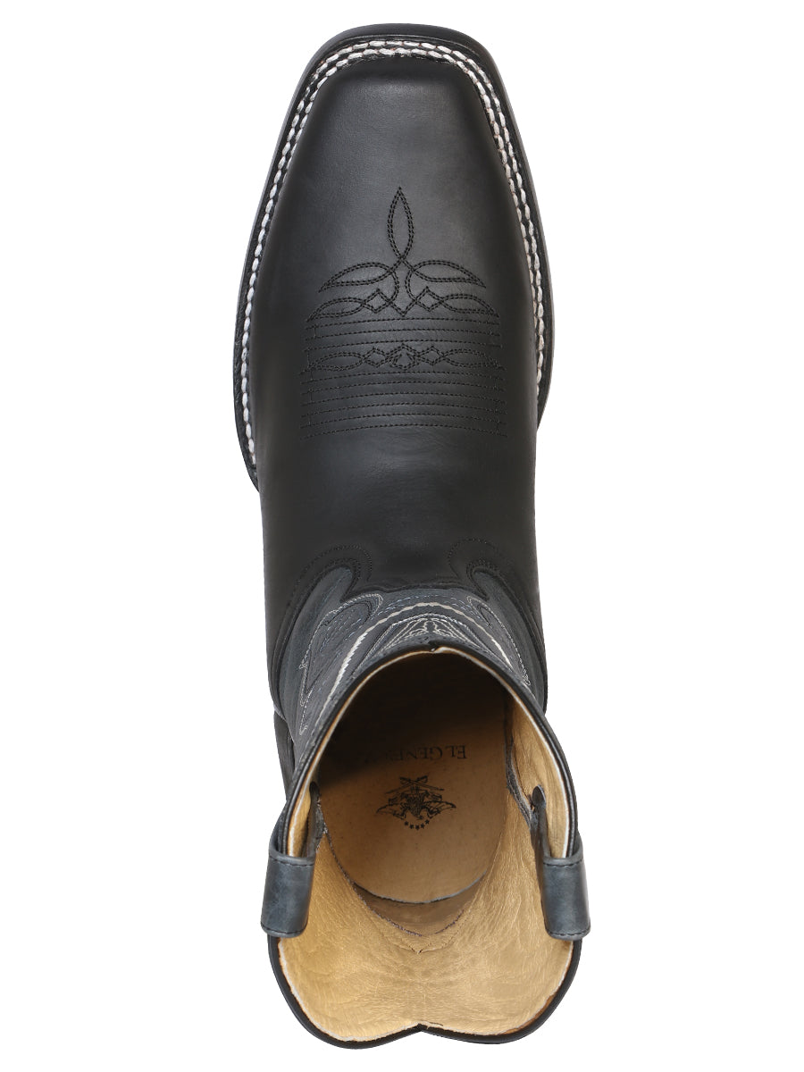 El General Men's Leather Cowboy Boot - Made in Mexico - Black 42998