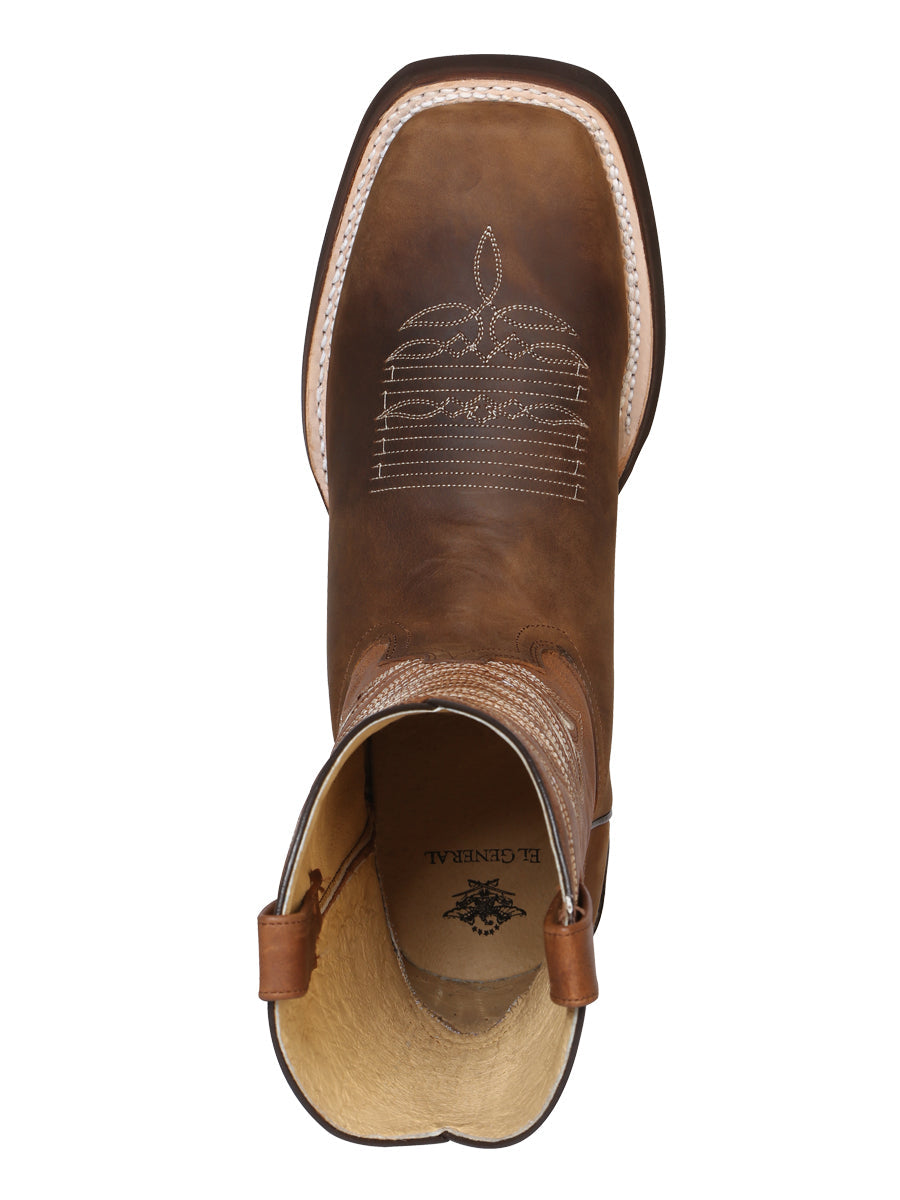El General Men's Leather Cowboy Boot - Made in Mexico - Crazy Tan 43001