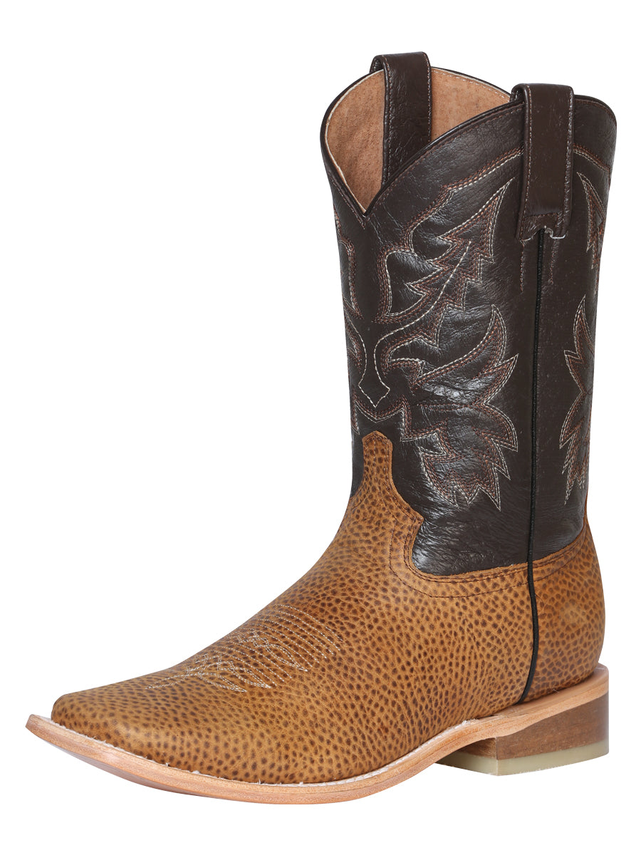 El General Men's Leather Cowboy Boot - Floter Light Brown 43009