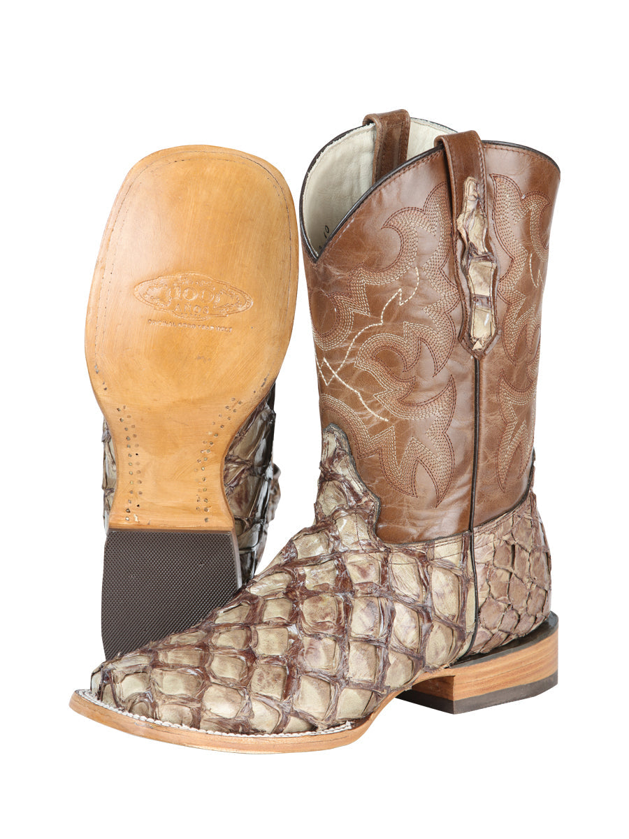 El General Men's Exotic Monster Fish Cowboy Boots - Cream 44114