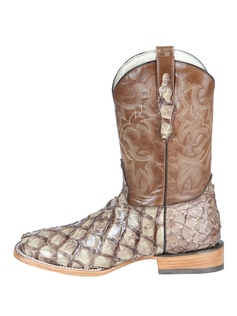 El General Men's Exotic Monster Fish Cowboy Boots - Cream 44114