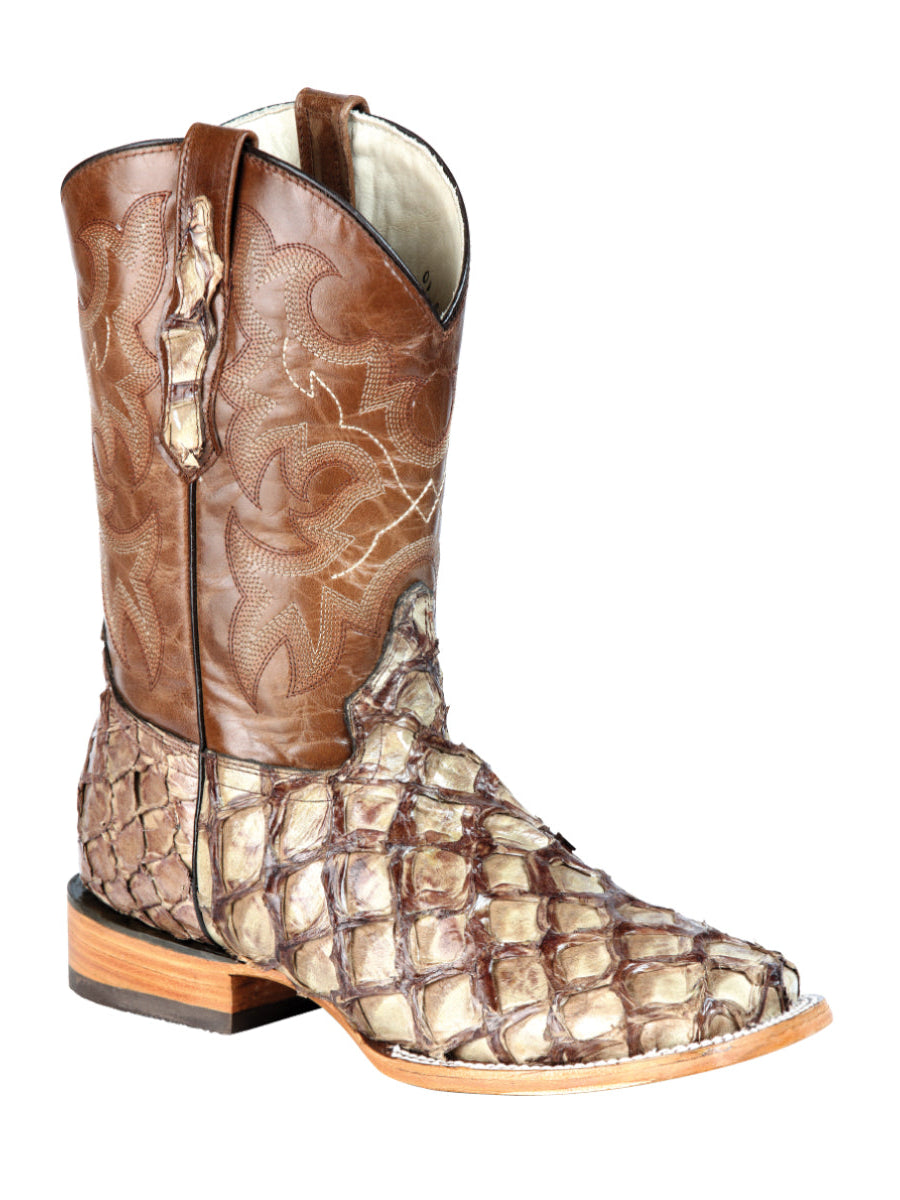 El General Men's Exotic Monster Fish Cowboy Boots - Cream 44114