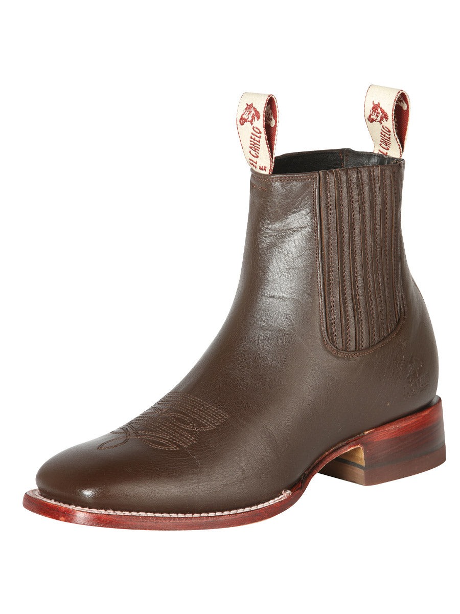 El Canelo Men's Fronterizo Leather Ankle Cowboy Boots - Made in Mexico - Ikon Brown 44241