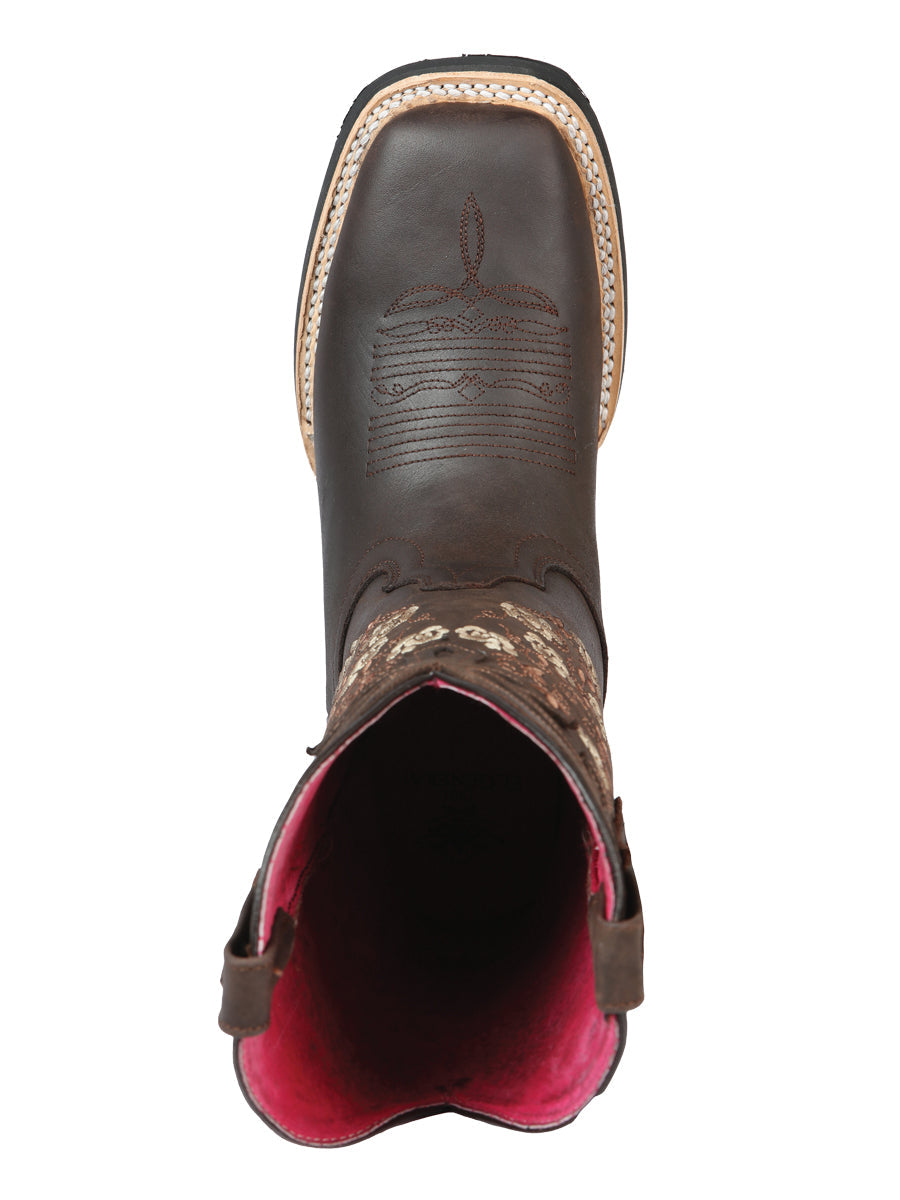 El General Women's Leather Cowgirl Boots - Made in Mexico - Crazy Brown 44635