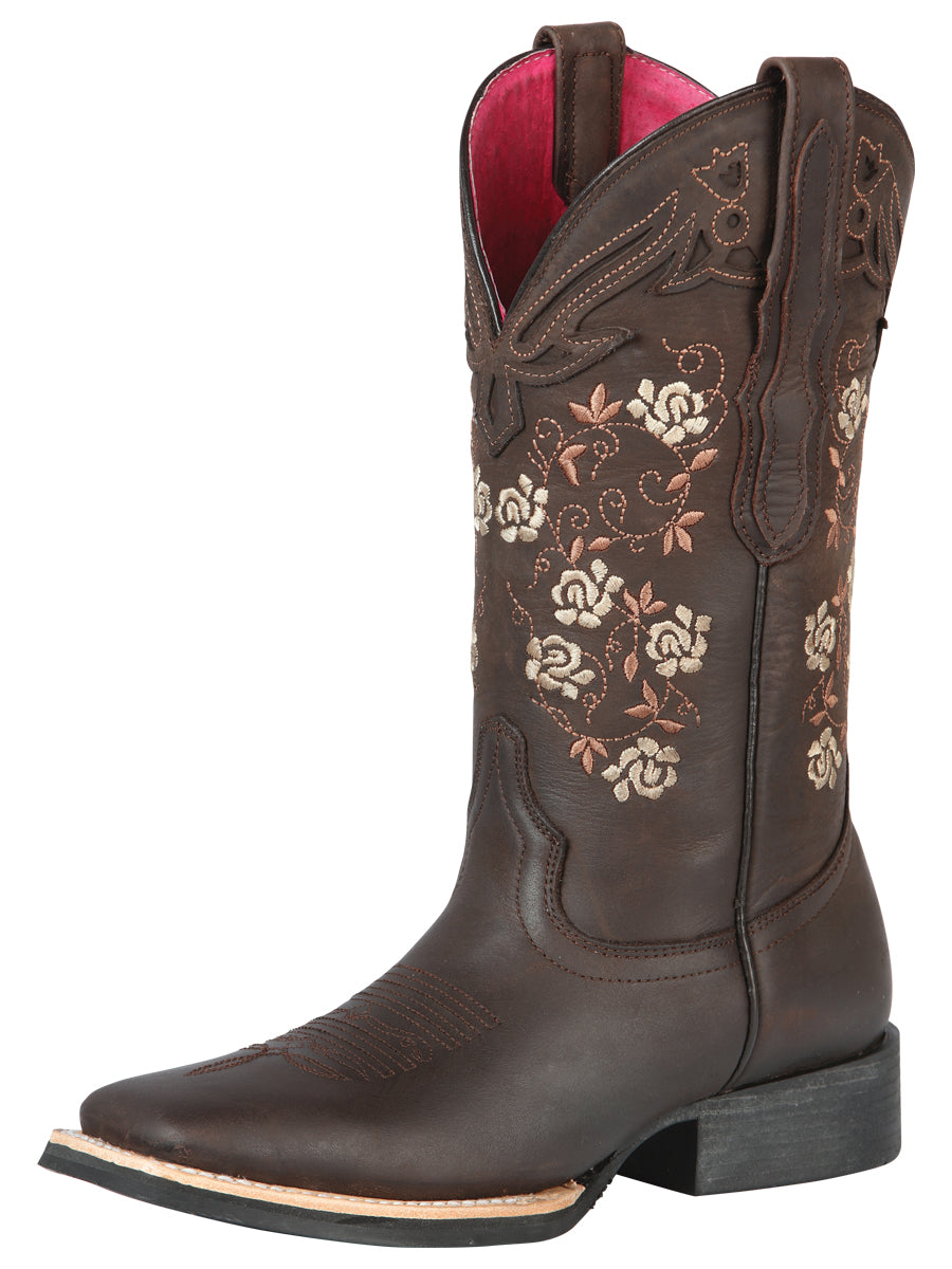 El General Women's Leather Cowgirl Boots - Made in Mexico - Crazy Brown 44635