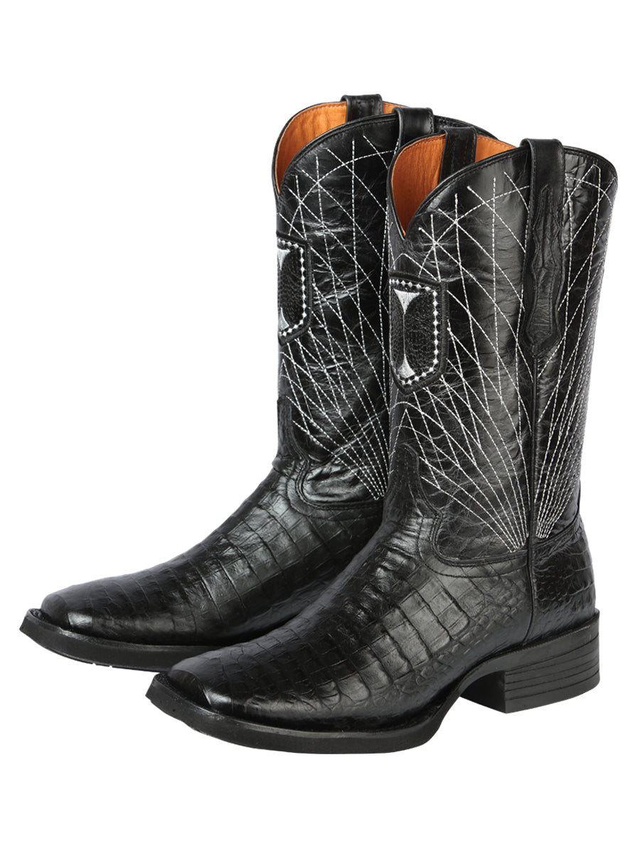 El General Rodeo Printed Alligator Leather Boots Black 44671