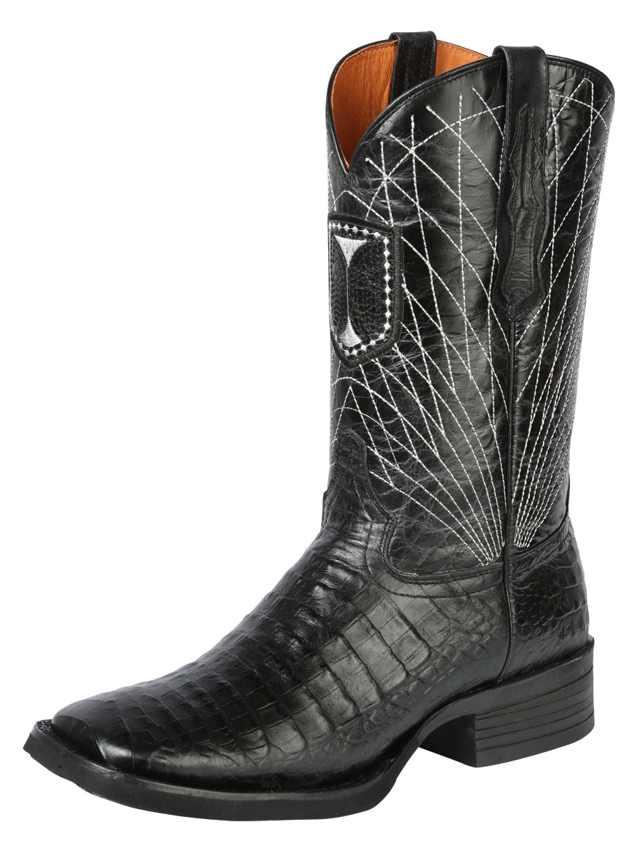 El General Rodeo Printed Alligator Leather Boots Black 44671
