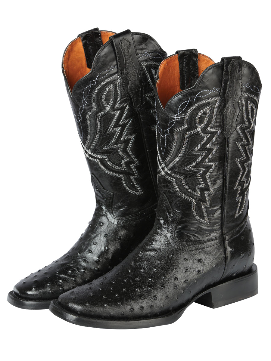 El General Rodeo Boots - Ostrich Print - Black 44673