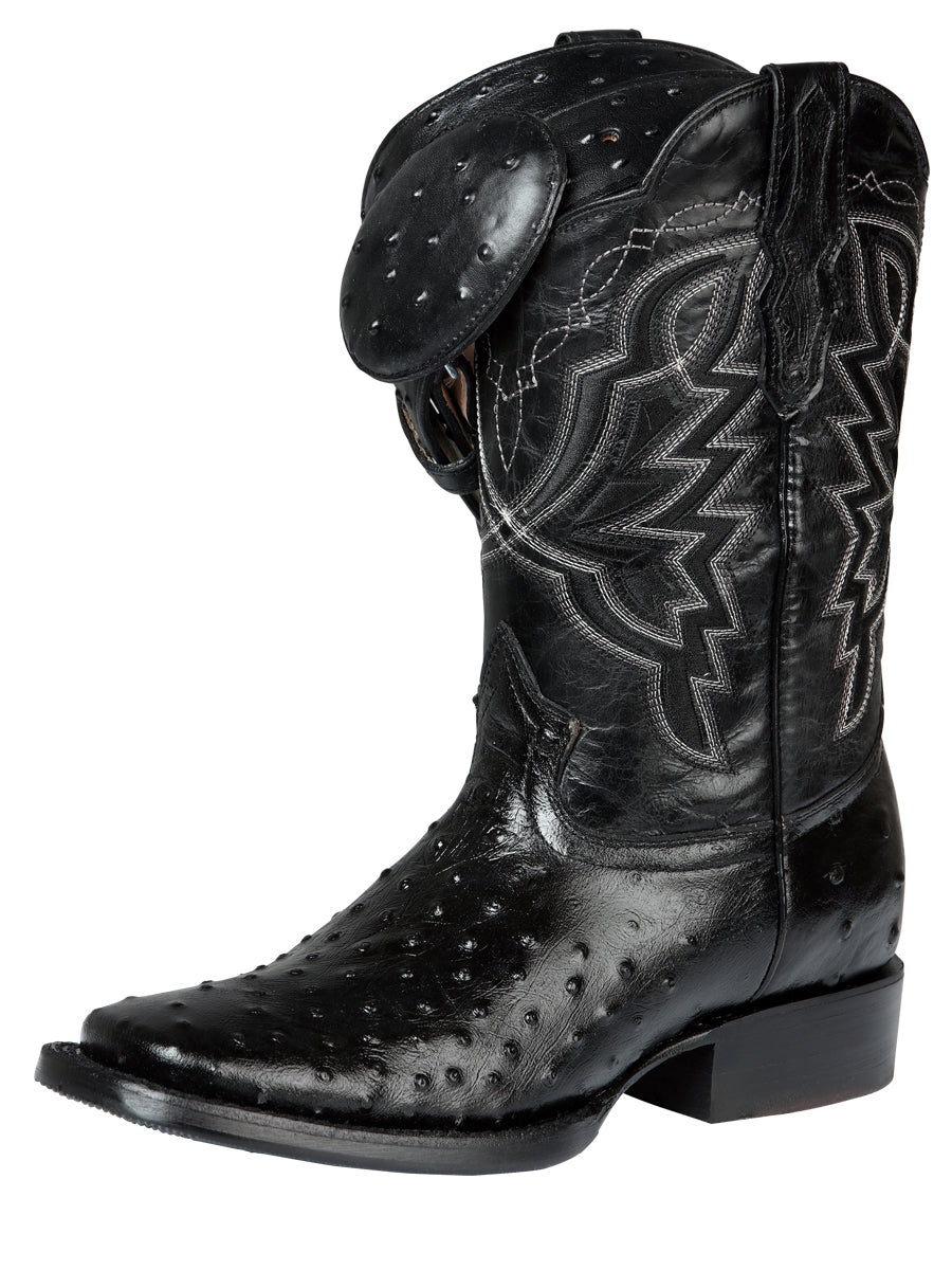 El General Rodeo Boots - Ostrich Print - Black 44673