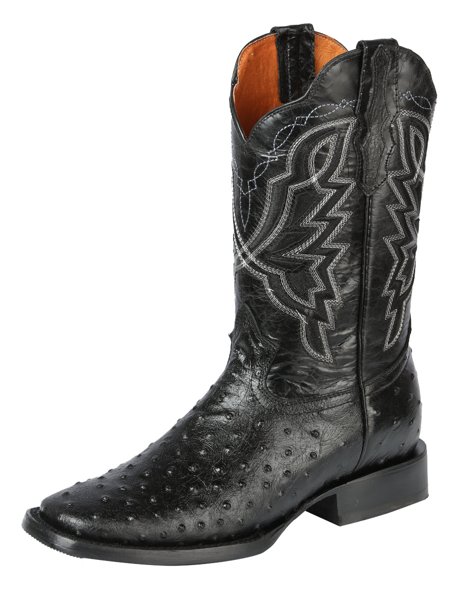El General Rodeo Boots - Ostrich Print - Black 44673