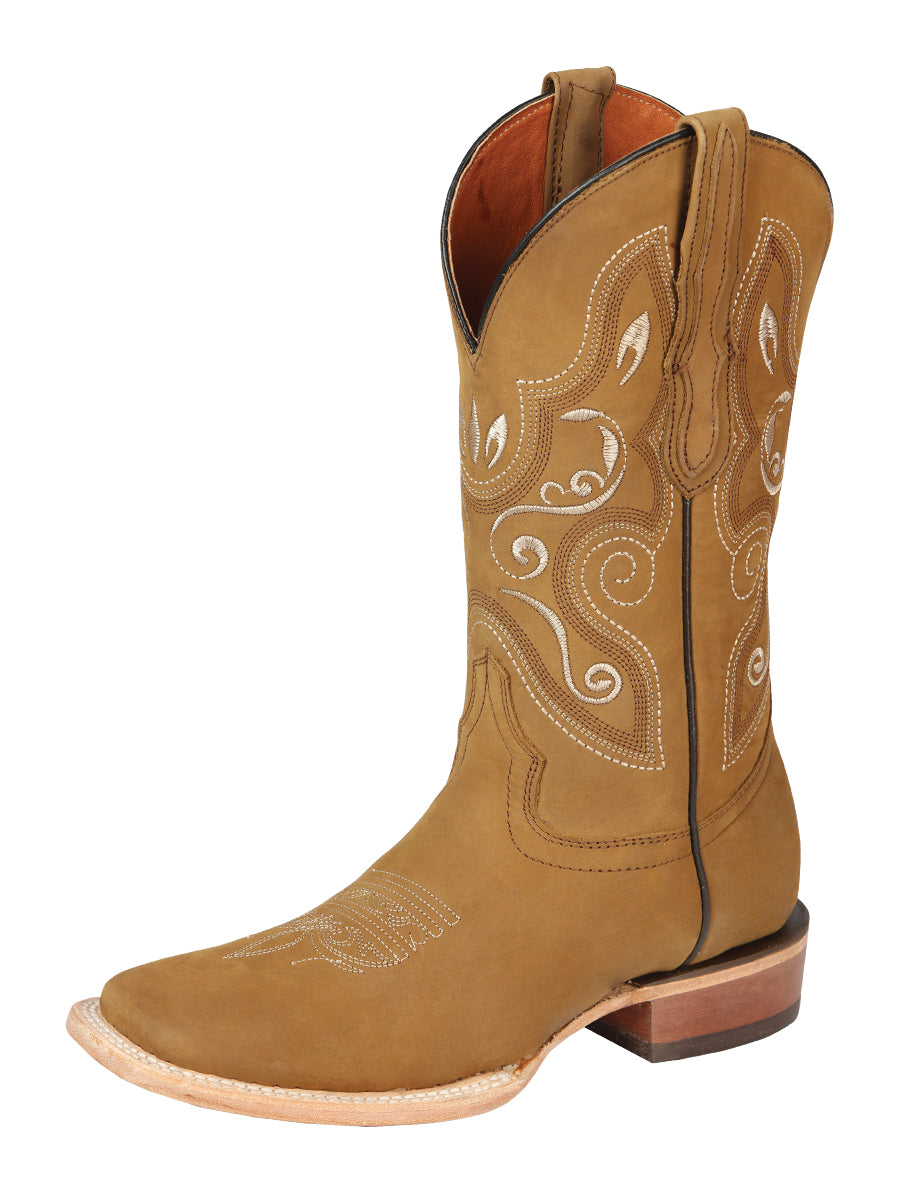 El General Women's Rodeo Boots Oil Nubuck Leather - Honey 44848