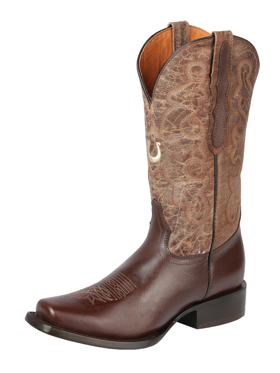 El General Women's Leather Cowboy Boot - Made in Mexico - Alazan Brown/Sand 44851