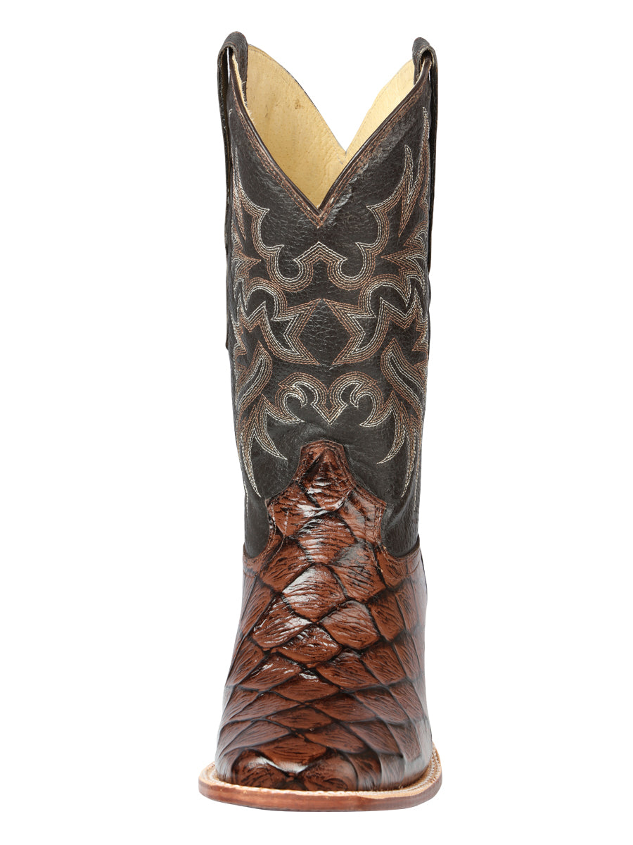 El Señor de los Cielos Men's Rodeo Boot - Monster Fish Print - Brown 44931