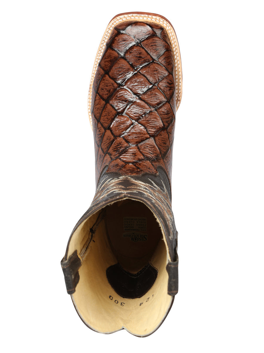 El Señor de los Cielos Men's Rodeo Boot - Monster Fish Print - Brown 44931