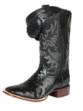 Men's Leather Cowboy Boots Embossed Black Ostrich 44935