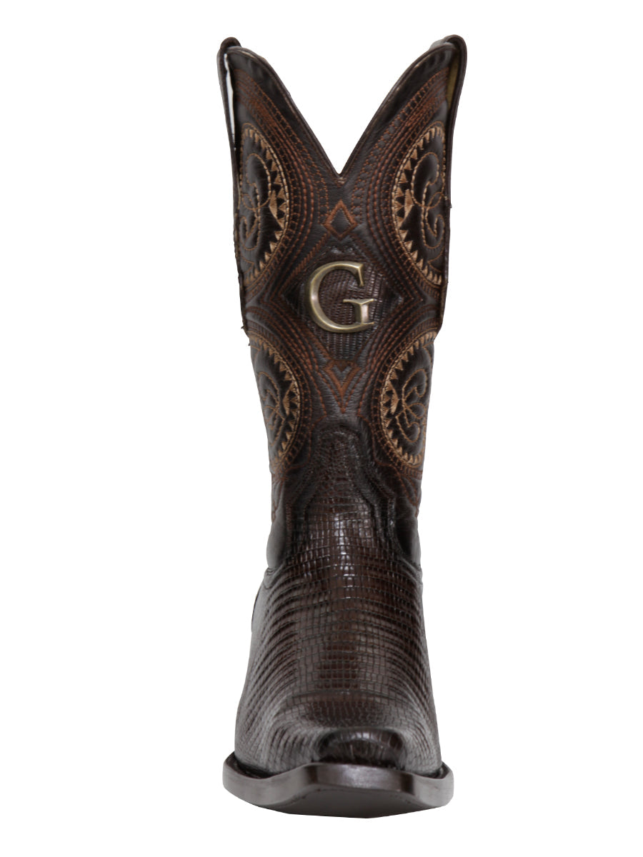 El General Men's Exotic Lizard Cowboy Boots - Brown - Style 45073
