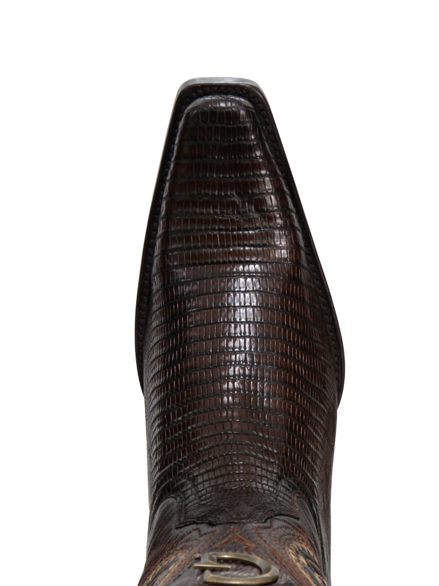 El General Men's Exotic Lizard Cowboy Boots - Brown - Style 45073