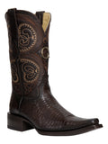 El General Men's Exotic Lizard Cowboy Boots - Brown - Style 45073