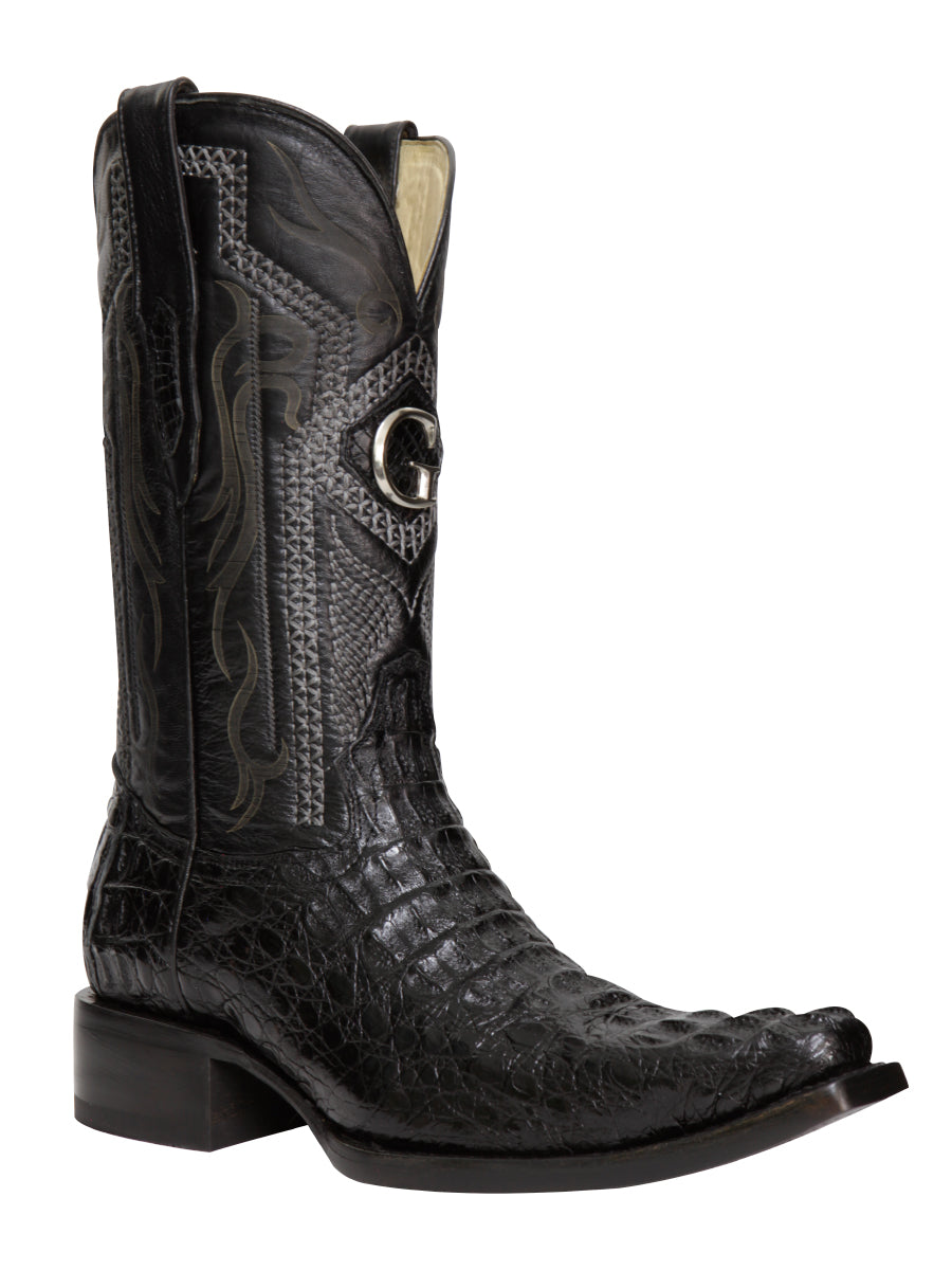 El General Men's Exotic Hornback Caiman Cowboy Boots - Black 45081