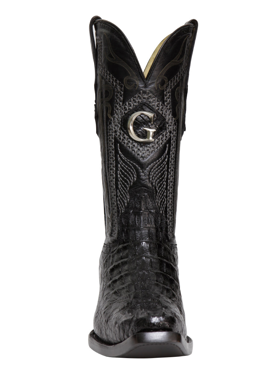 El General Men's Exotic Hornback Caiman Cowboy Boots - Black 45081