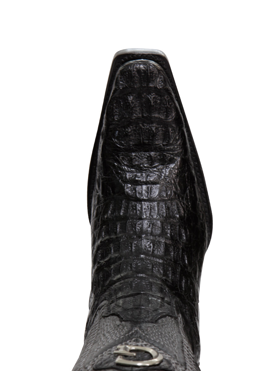 El General Men's Exotic Hornback Caiman Cowboy Boots - Black 45081