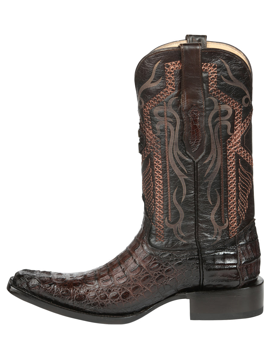 El General Men's Exotic Hornback Caiman Cowboy Boots - Brown 45082