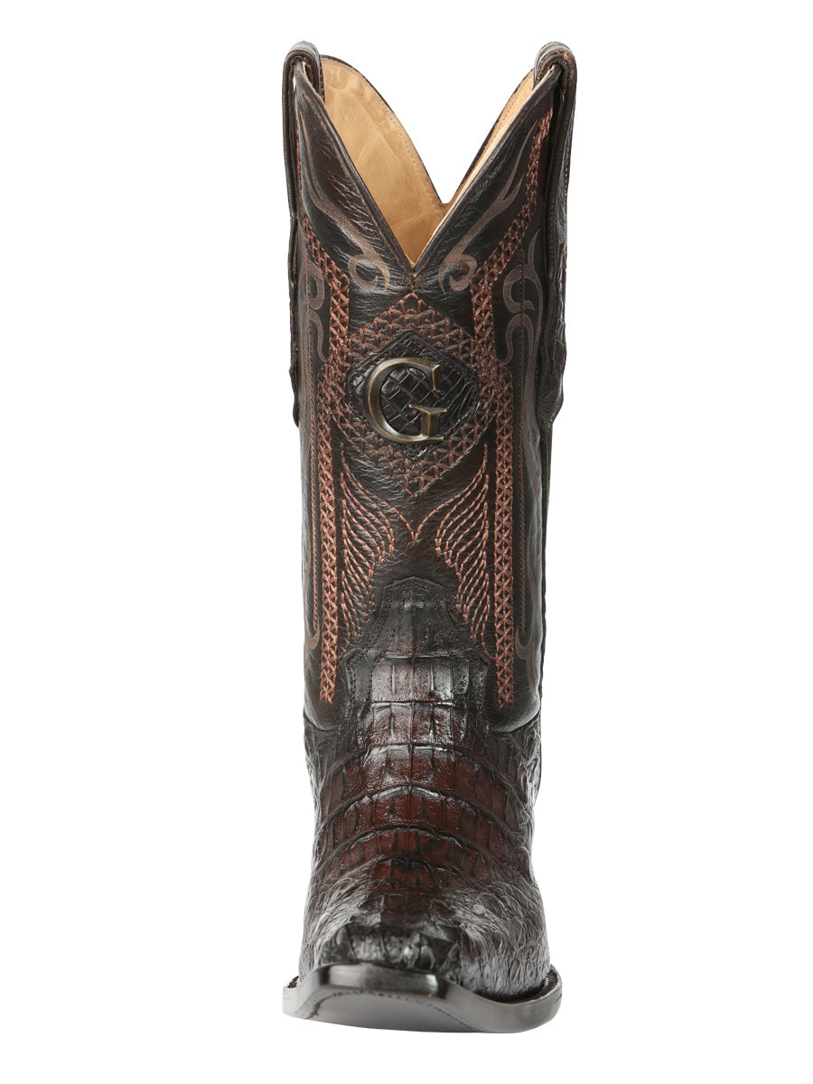 El General Men's Exotic Hornback Caiman Cowboy Boots - Brown 45082