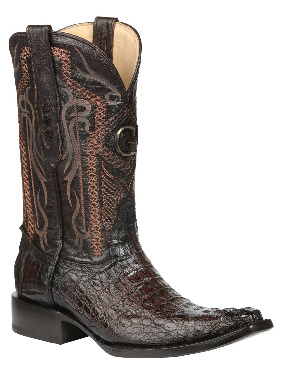 El General Men's Exotic Hornback Caiman Cowboy Boots - Brown 45082