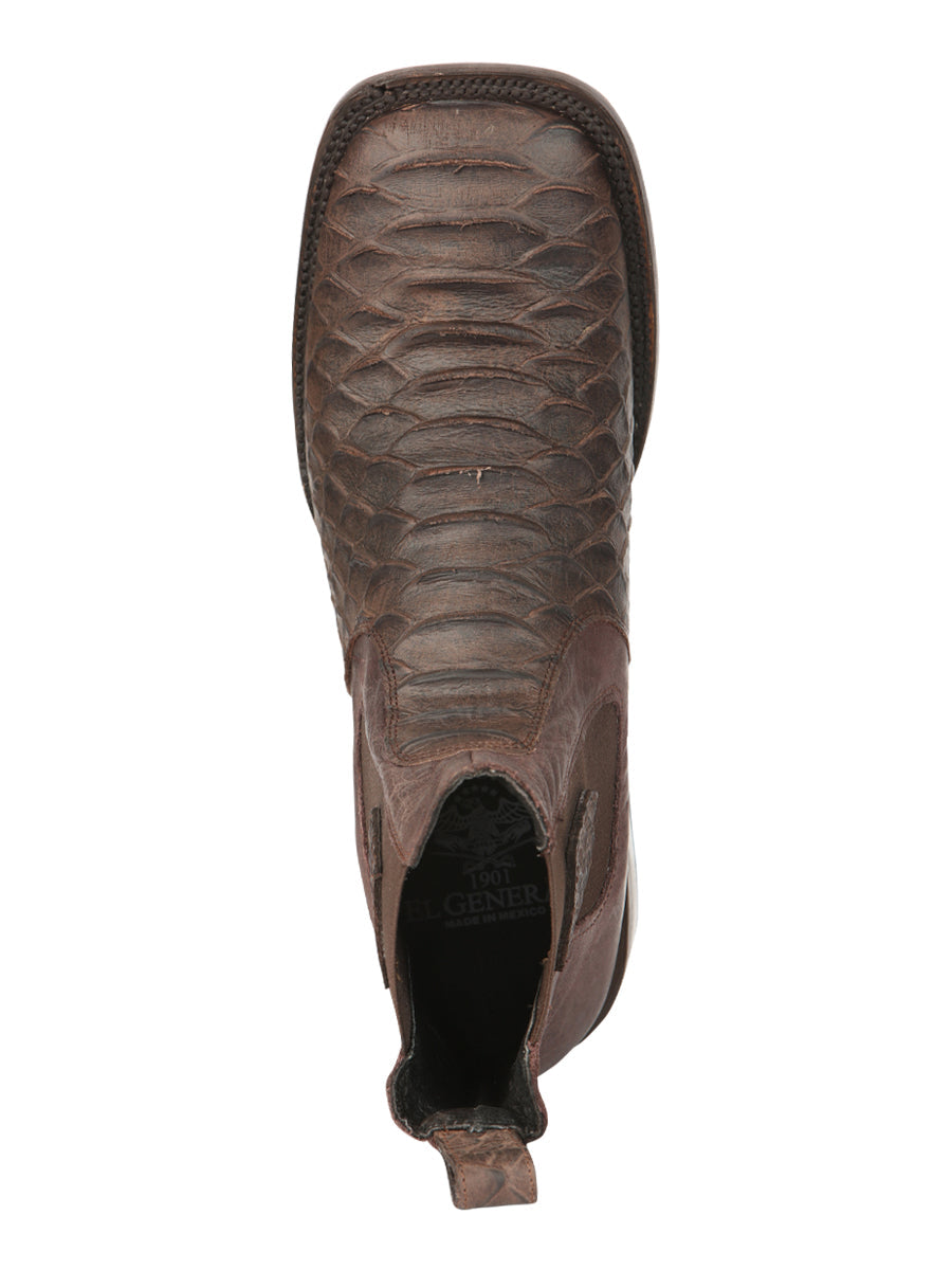 El General Men's Python Print Ankle Boots - Brown 45092