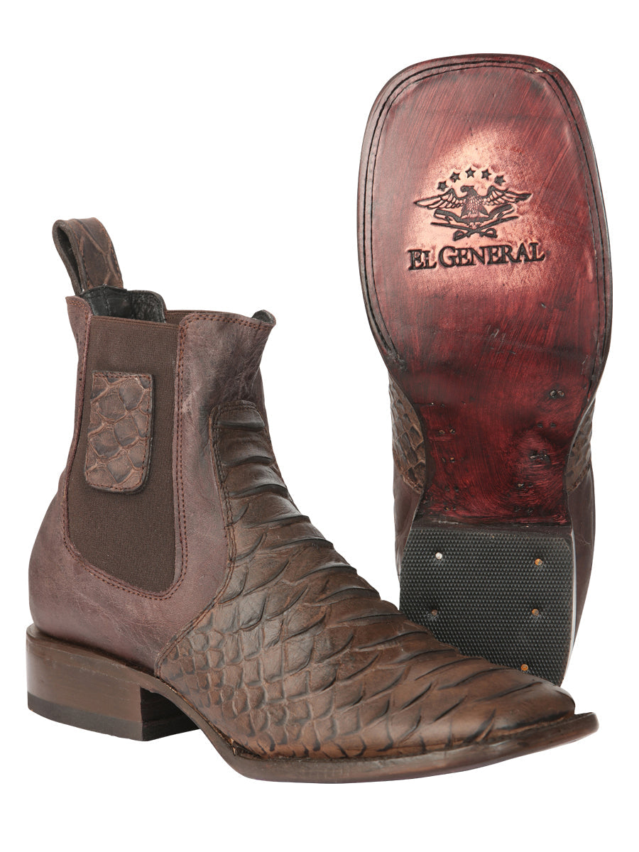 El General Men's Python Print Ankle Boots - Brown 45092