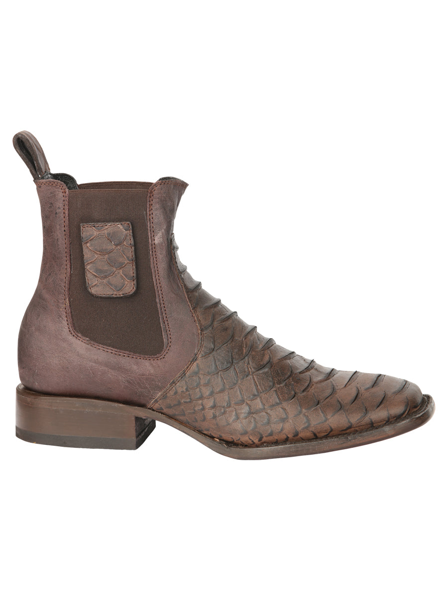 El General Men's Python Print Ankle Boots - Brown 45092