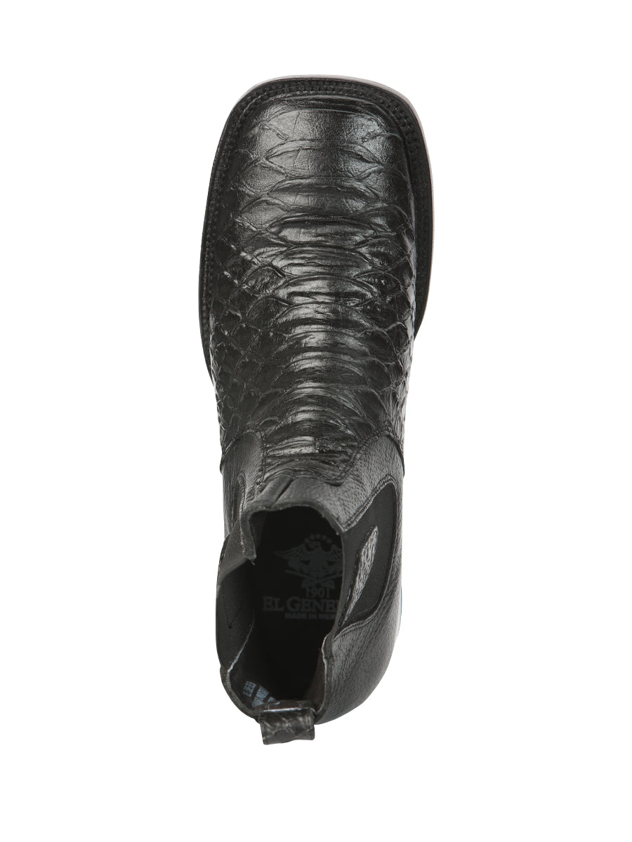 El General Python Imitation Black Ankle Boots 45093